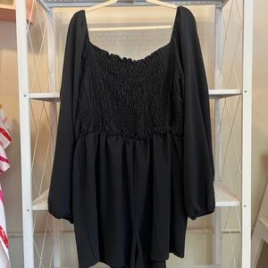 Chic Soul Black Long Sleeve Romper